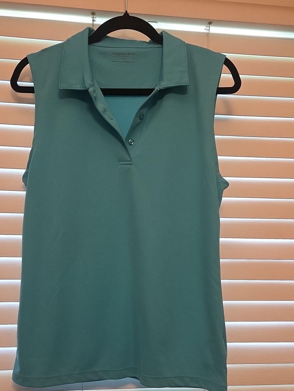 Maggie Lane Sleeveless Polo Top - Aqua Large